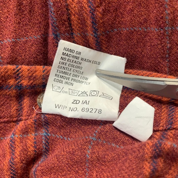 Vintage Woolrich Mens Rust Plaid Long Sleeve Button Down Shirt XL Cotton - Picture 5 of 12